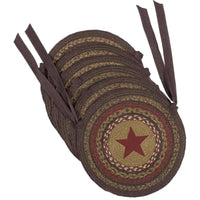 Thumbnail for Landon Jute Applique Star Braided Chair Pad Set of 6 Almond, Chestnut, Chili Pepper - The Fox Decor