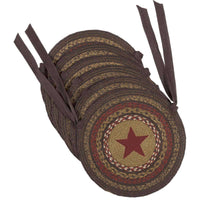 Thumbnail for Landon Jute Applique Star Braided Chair Pad Set of 6 Almond, Chestnut, Chili Pepper Chair Pad VHC Brands 