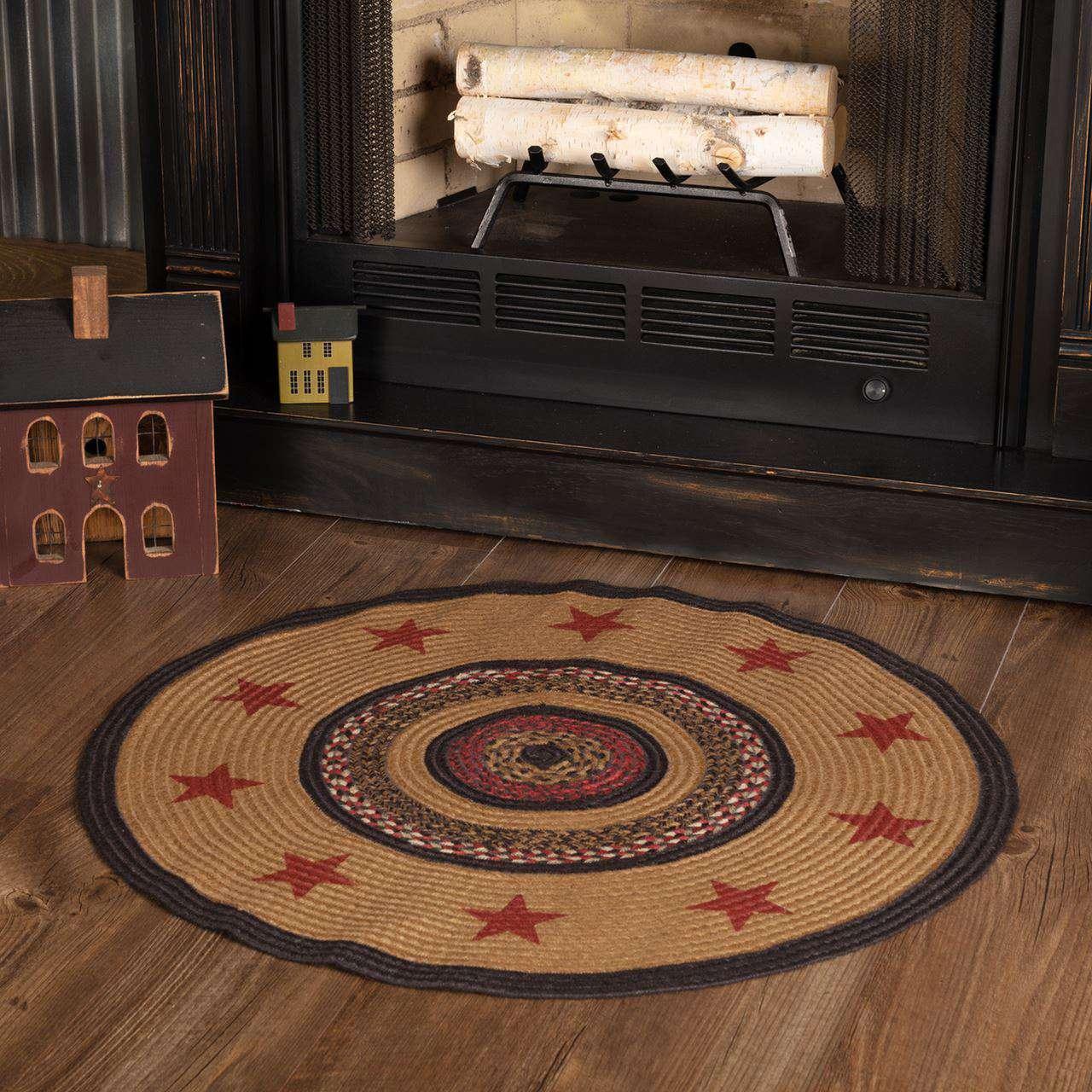Landon Stencil Stars Jute Braided Round Rugs VHC Brands Rugs VHC Brands 3' FT 