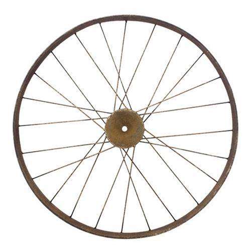 Large Antiqued Bike Wheel Wire & Wood CWI+ 
