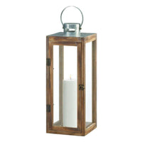 Thumbnail for Large Metal Top Square Wood Lantern - The Fox Decor