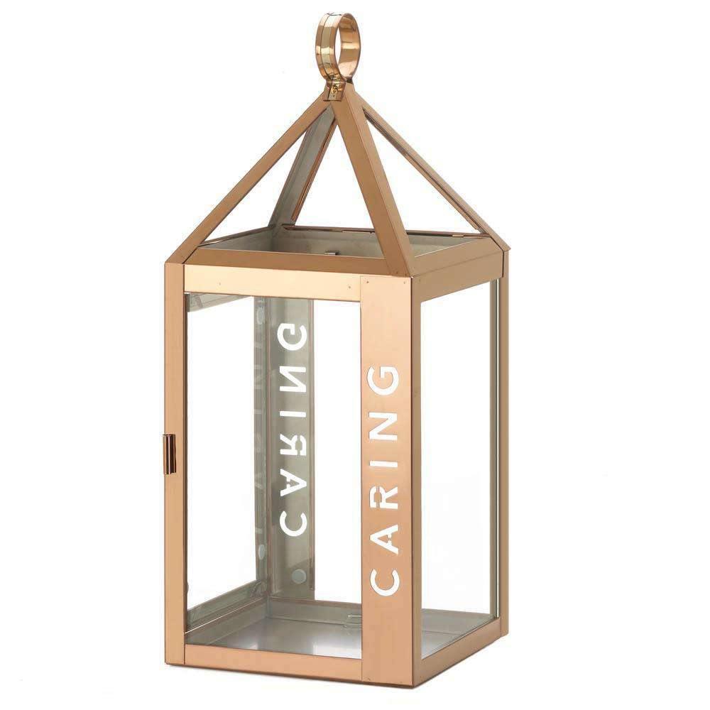 Large Rose Metal Caring Lantern - The Fox Decor
