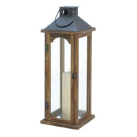 Thumbnail for Large Simple Metal Top Wooden Lantern - The Fox Decor