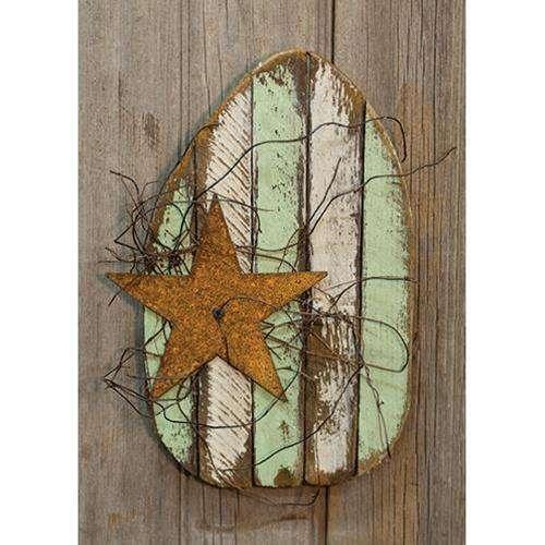 Lath Easter Egg w/Rusty Star, 4 Asst - The Fox Decor