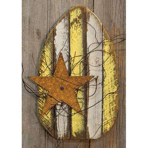 Lath Easter Egg w/Rusty Star, 4 Asst - The Fox Decor