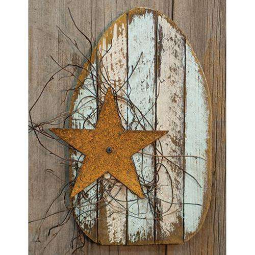 Lath Easter Egg w/Rusty Star, 4 Asst Easter CWI+ 