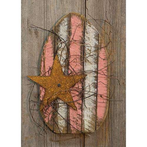 Lath Easter Egg w/Rusty Star, 4 Asst - The Fox Decor