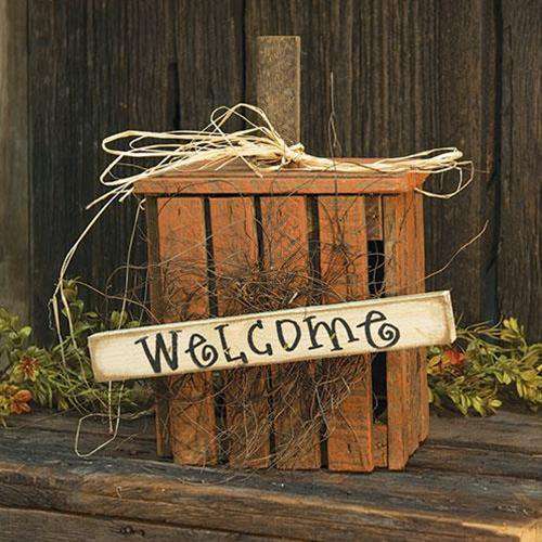 Lath Pumpkin Welcome Box, 13.5" Tabletop CWI+ 