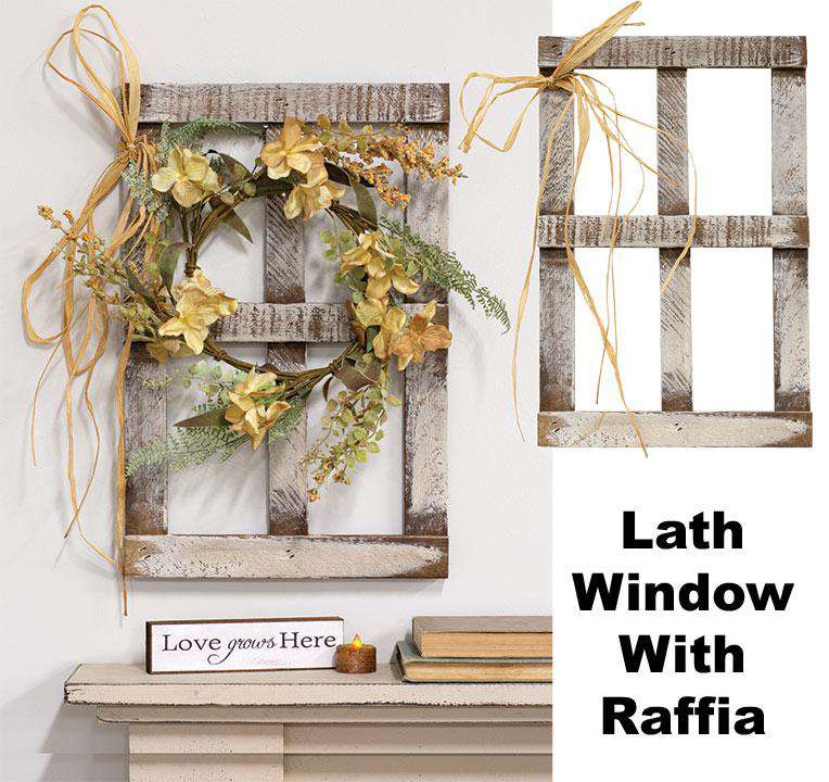 Lath Window With Raffia Wall Decor CWI+ 