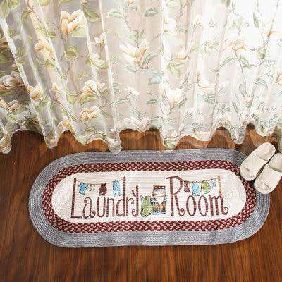 Laundry Room/Welcome Door Anti-Slip Braided Rugs rug The Fox Decor Laundry Room 20x47" 