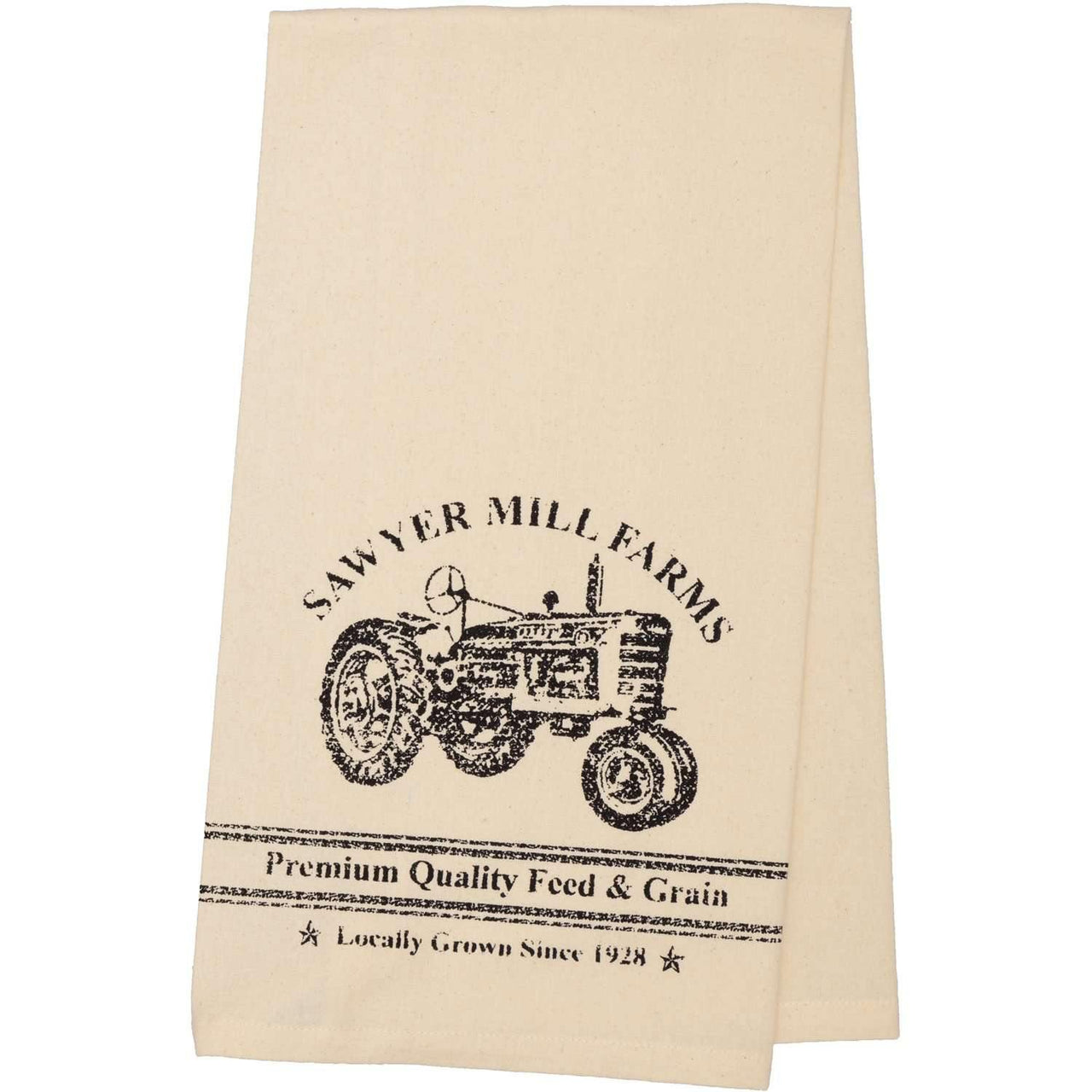 Sawyer Mill Charcoal Tractor Muslin Unbleached Natural Tea Towel 19x28 VHC Brands - The Fox Decor
