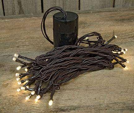 LED Battery Timer Lights, Brown Cord, 35 Lights Light Strands CWI+ 