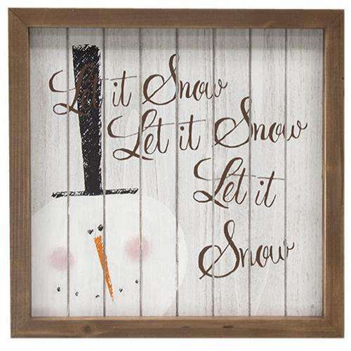 Let It Snow Shiplap Framed Sign Vintage Christmas Decor CWI+ 