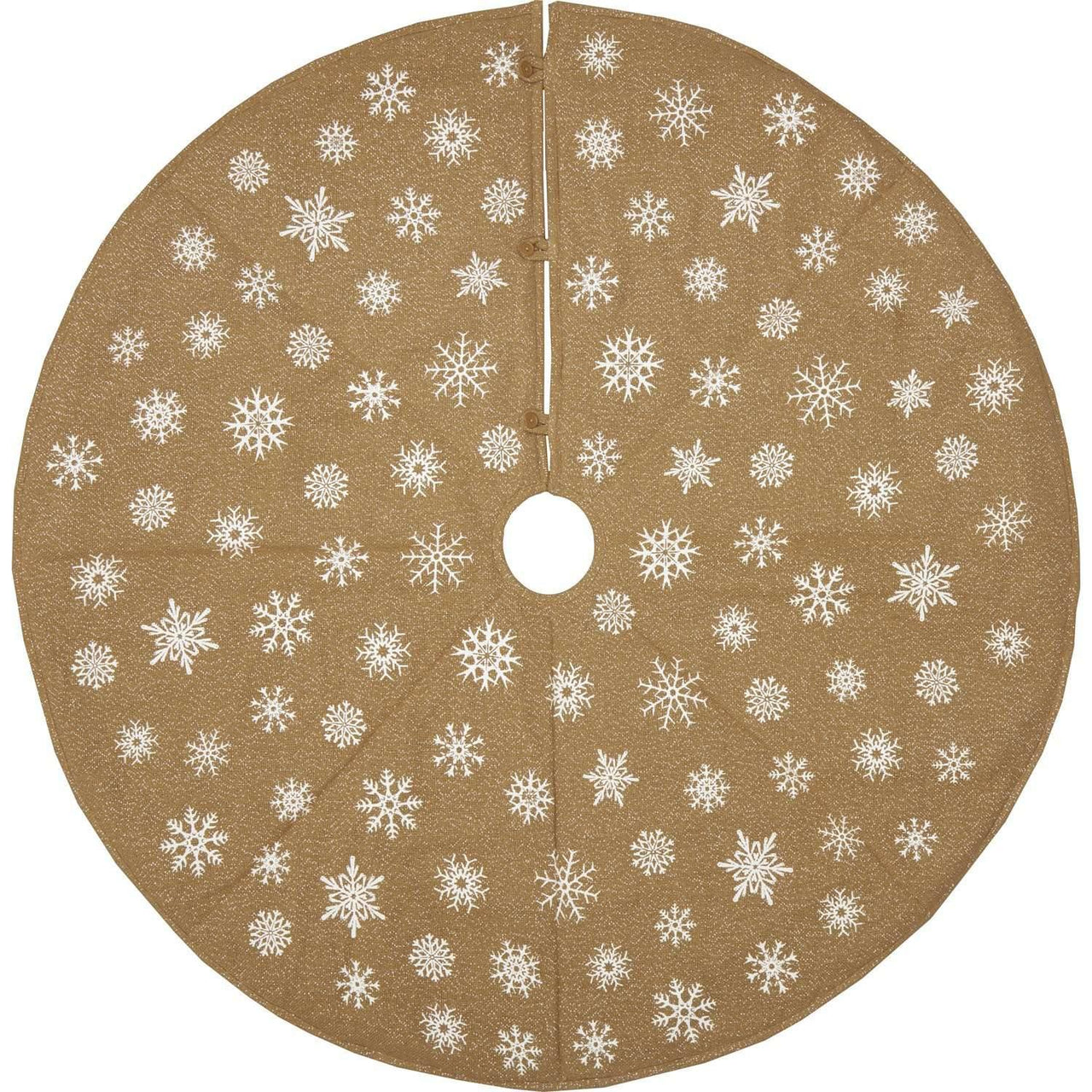 Snowflake Burlap Natural Christmas Tree Skirt 55 VHC Brands - The Fox Decor