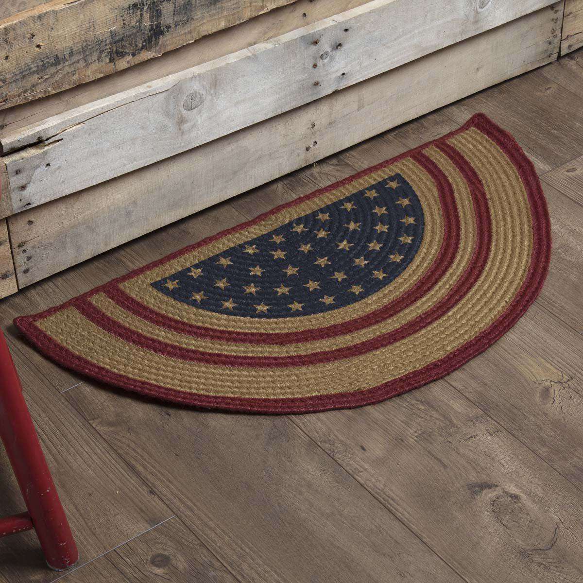Liberty Stars Flag Jute Braided Rugs Oval/Half Circle VHC Brands rugs VHC Brands 