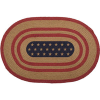 Thumbnail for Liberty Stars Flag Jute Braided Rugs Oval/Half Circle VHC Brands rugs VHC Brands 20x30 inch Oval 