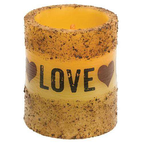 *Live Laugh Love Pillar Burnt Ivory Valentine Decor CWI+ 