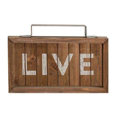*Live Slatted Wood Sign w/Handle Pictures & Signs CWI+ 
