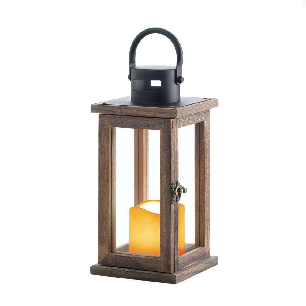 Lodge Wooden LED Candle Lantern - The Fox Decor