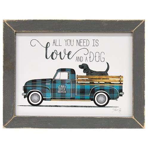 Love and a Dog Framed Print, Grey Frame General CWI+ 