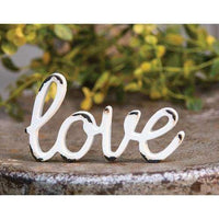 'Love' Distressed White Resin Figurine - The Fox Decor
