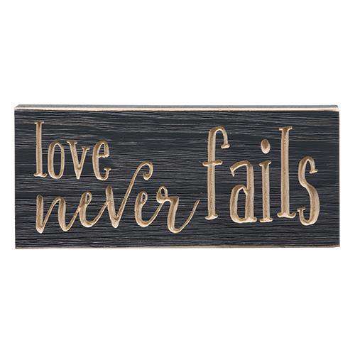 Love Never Fails Engraved Sign, 3.5"x8" - The Fox Decor