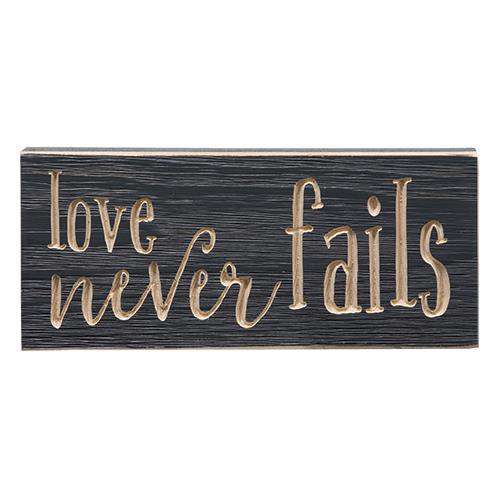Love Never Fails Engraved Sign, 3.5"x8" Wall Decor CWI+ 