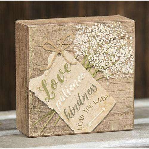 Love, Patience, Kindness Box Sign Valentine decore CWI+ 