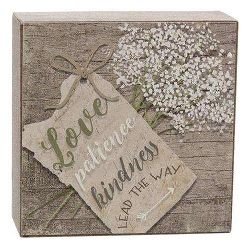 Love, Patience, Kindness Box Sign - The Fox Decor