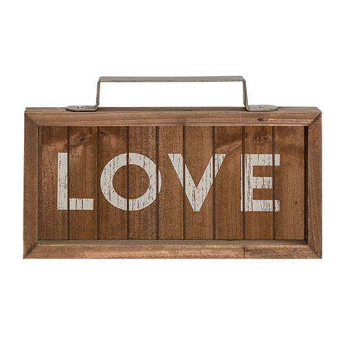 *Love Slatted Wood Sign w/ Handle Pictures & Signs CWI+ 