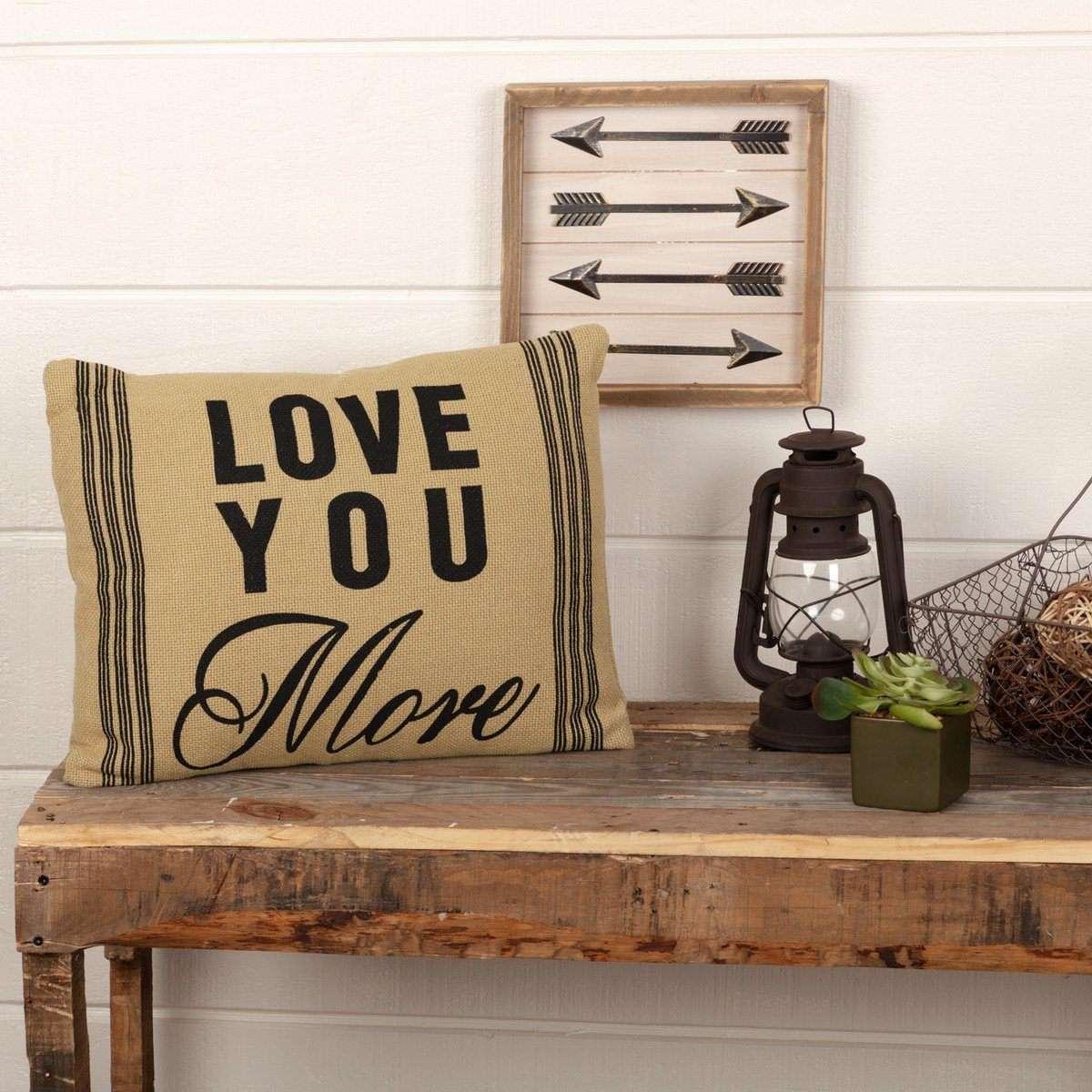 Love You More Burlap Pillow, 14x18 Pillows VHC Brands 