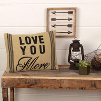 Thumbnail for Love You More Burlap Pillow, 14x18 Pillows VHC Brands 