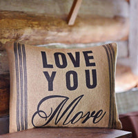 Thumbnail for Love You More Burlap Pillow, 14x18 Pillows VHC Brands 