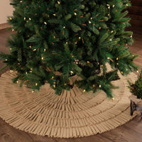 Festive Natural Burlap Ruffled Christmas Tree Skirt 60 VHC Brands - The Fox Decor