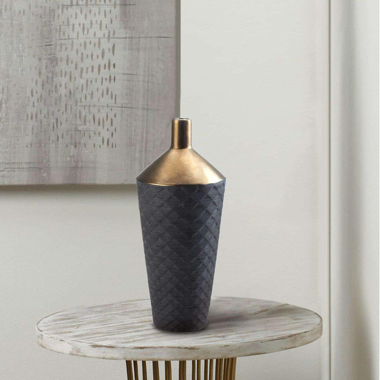 Lucca Black And Gold Porcelain Vase - The Fox Decor