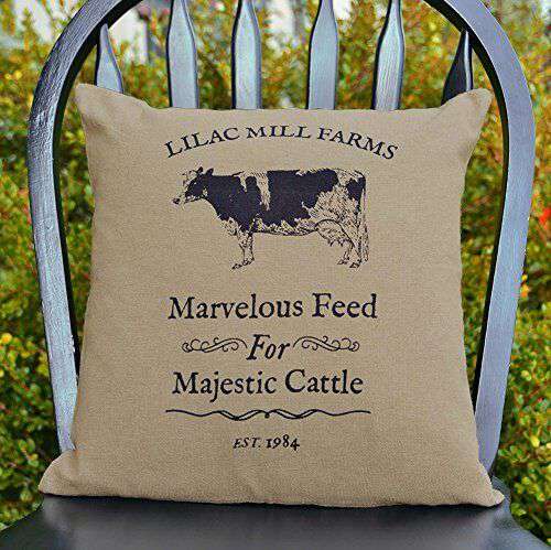 Majestic Cattle Primitive Throw Pillow, 10" pillows CWI Gifts 