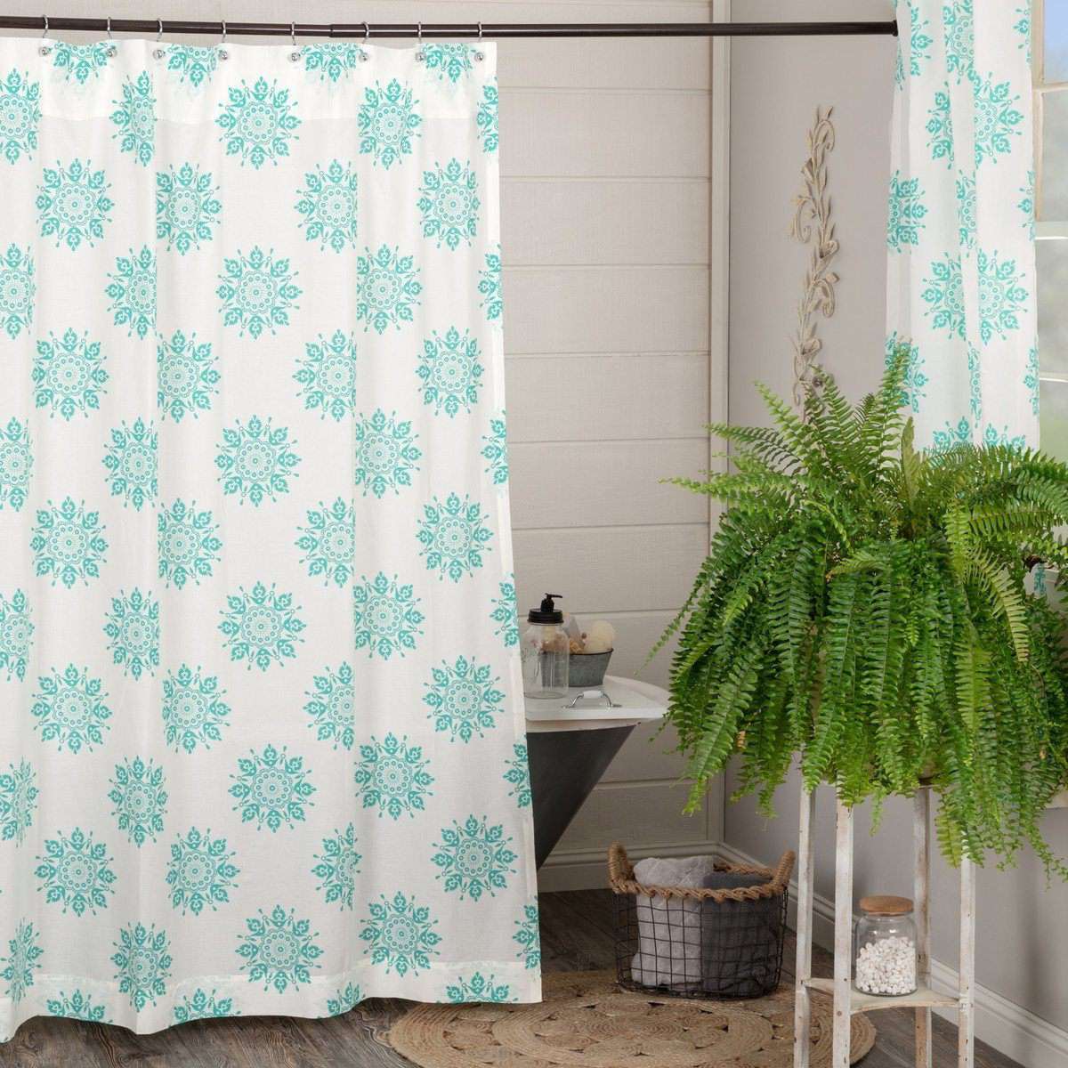Mariposa Turquoise Shower Curtain 72"x72" curtain VHC Brands 