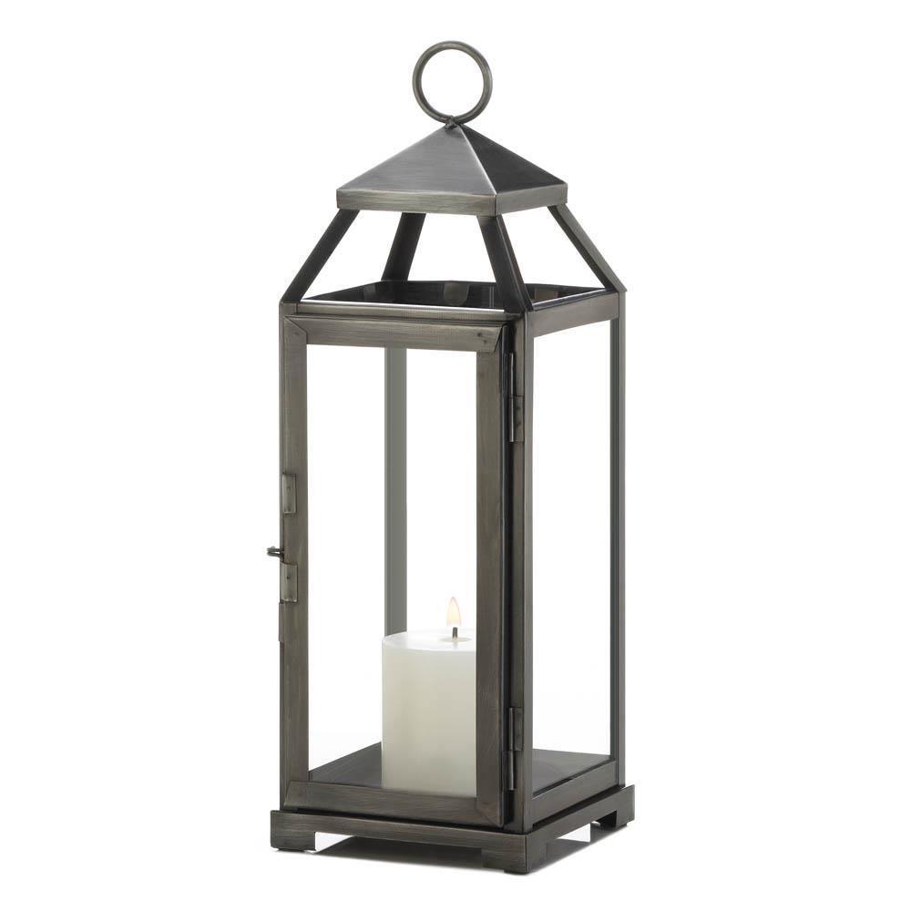 Medium Brushed Pewter Lantern - The Fox Decor