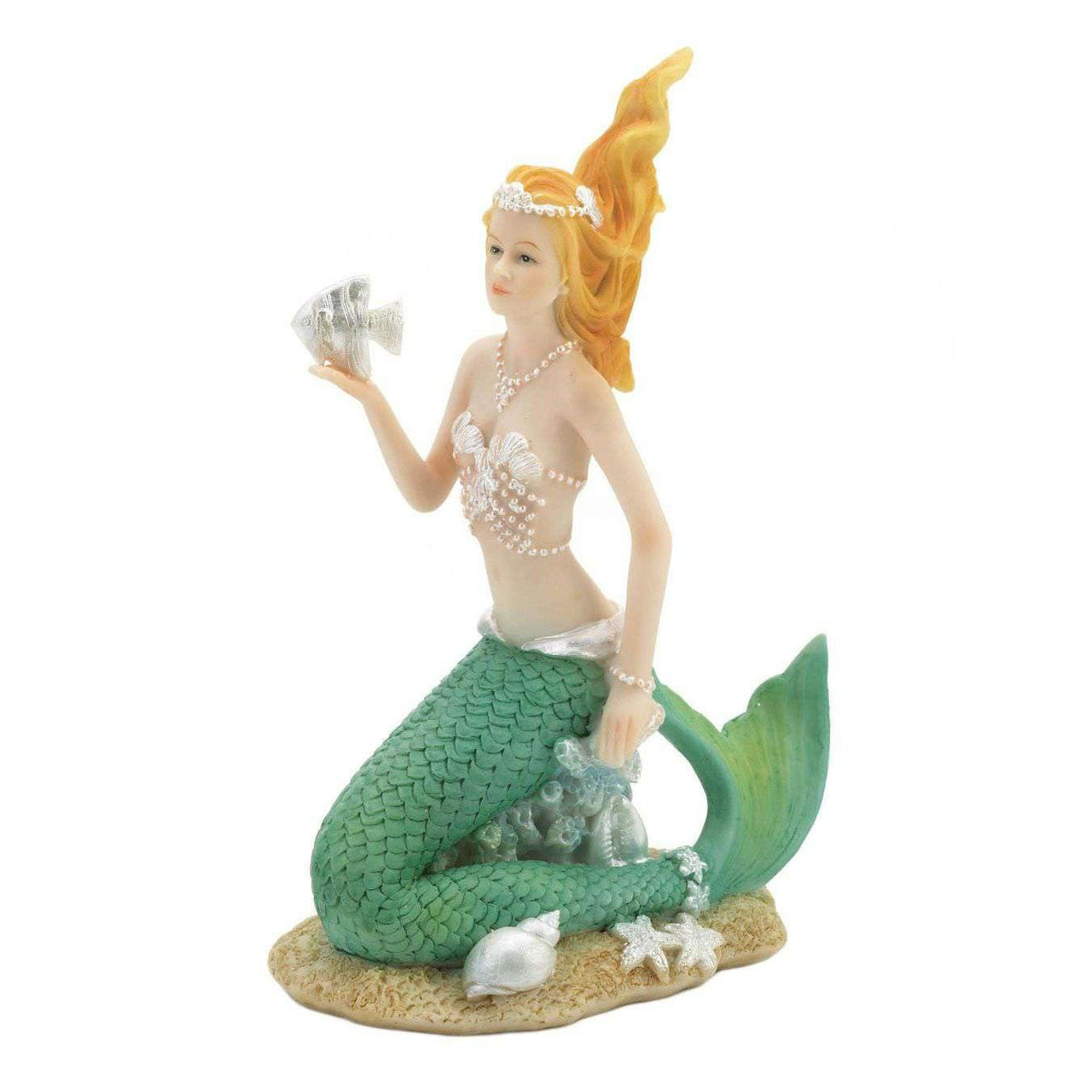 Mermaid Holding Fish Figurine