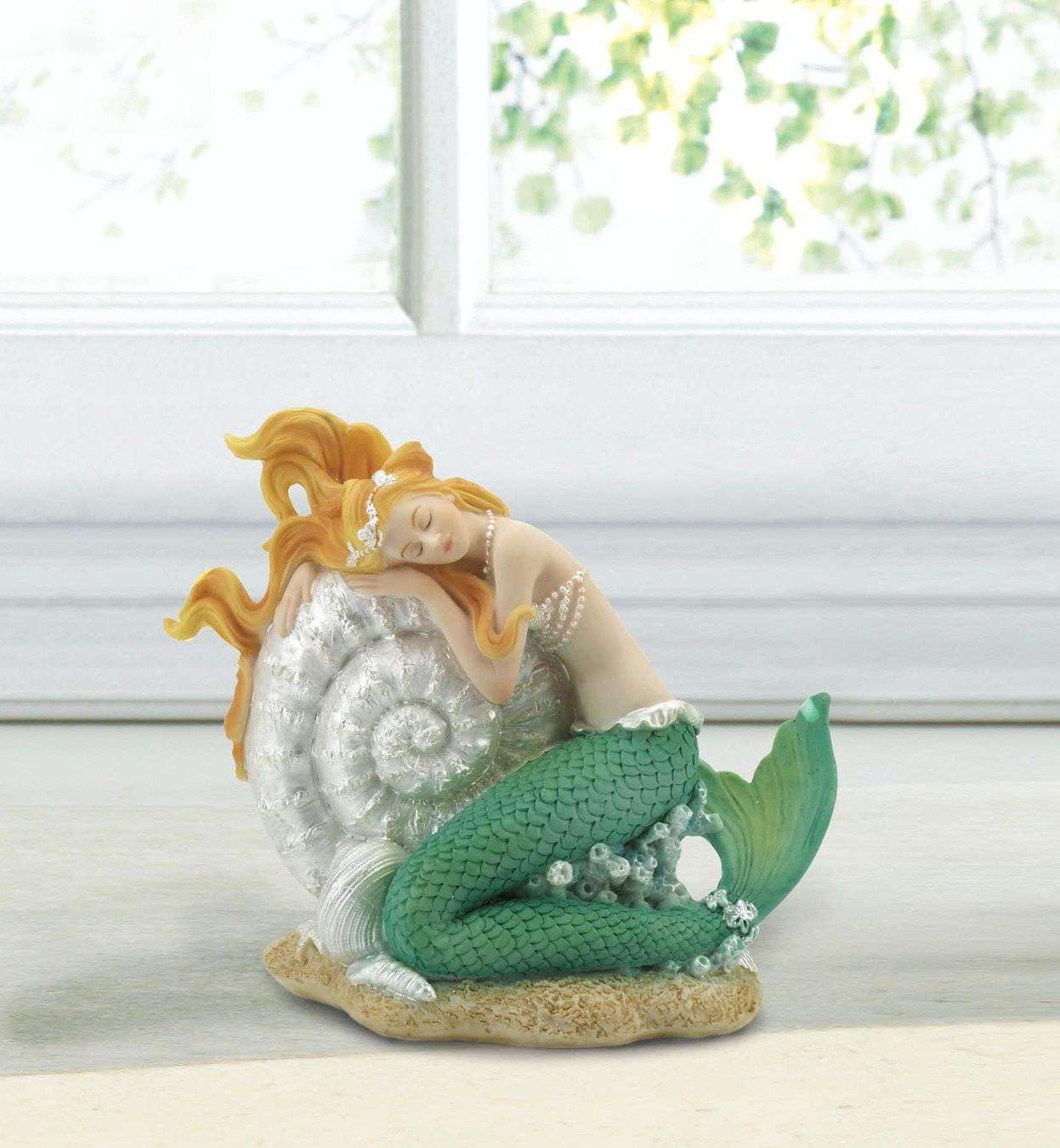 Mermaid Sleeping On Seashell Figurine - The Fox Decor