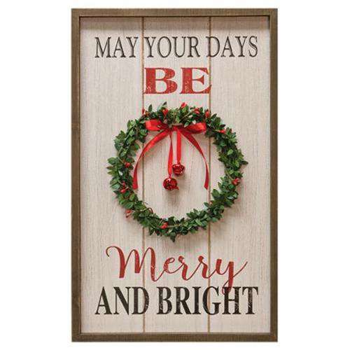 *Merry & Bright Wreath Sign Tabletop & Decor CWI+ 