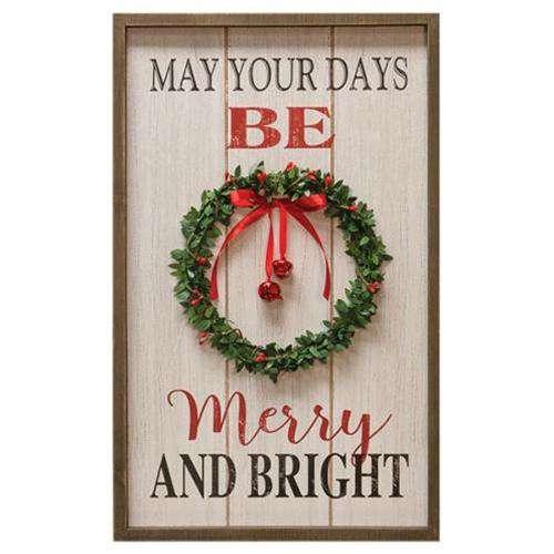 *Merry & Bright Wreath Sign Tabletop & Decor CWI+ 