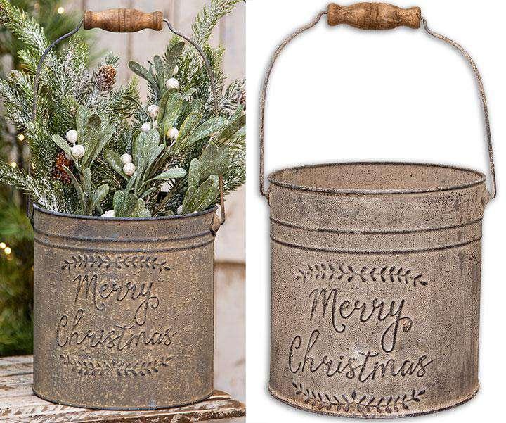 Merry Christmas Vintage Bucket Buckets & Cans CWI+ 