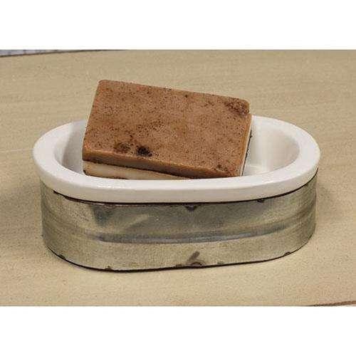 Metal & Stoneware Soap Dish Ceramic & Resin CWI+ 
