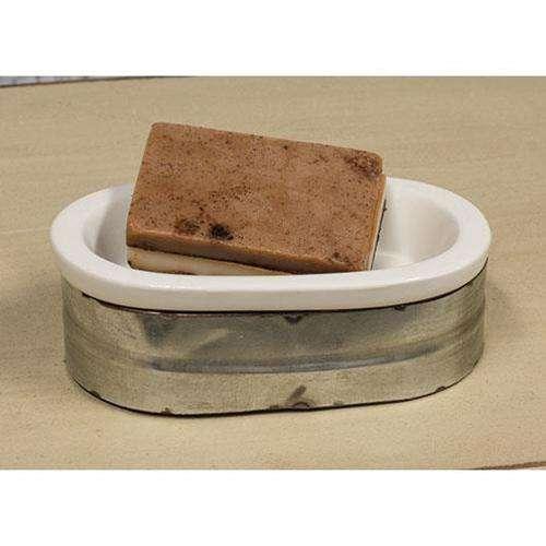 Metal & Stoneware Soap Dish - The Fox Decor