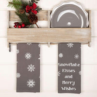 Thumbnail for Snowflake Burlap Grey Snowflake Kisses Tea Towel Set of 2 19x28