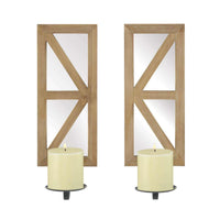 Thumbnail for Mirrored Wood Candle Sconce Set - The Fox Decor