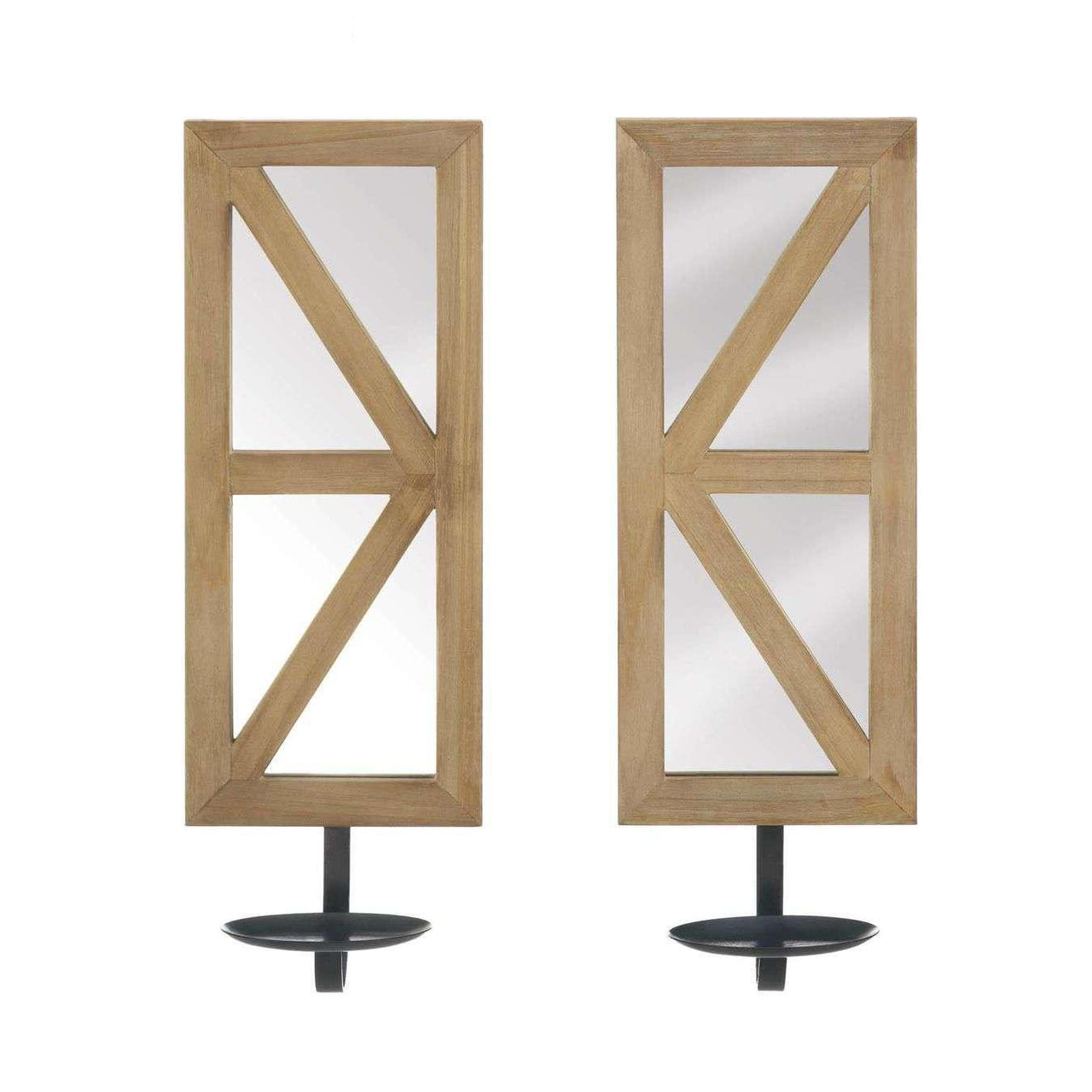 Mirrored Wood Candle Sconce Set - The Fox Decor
