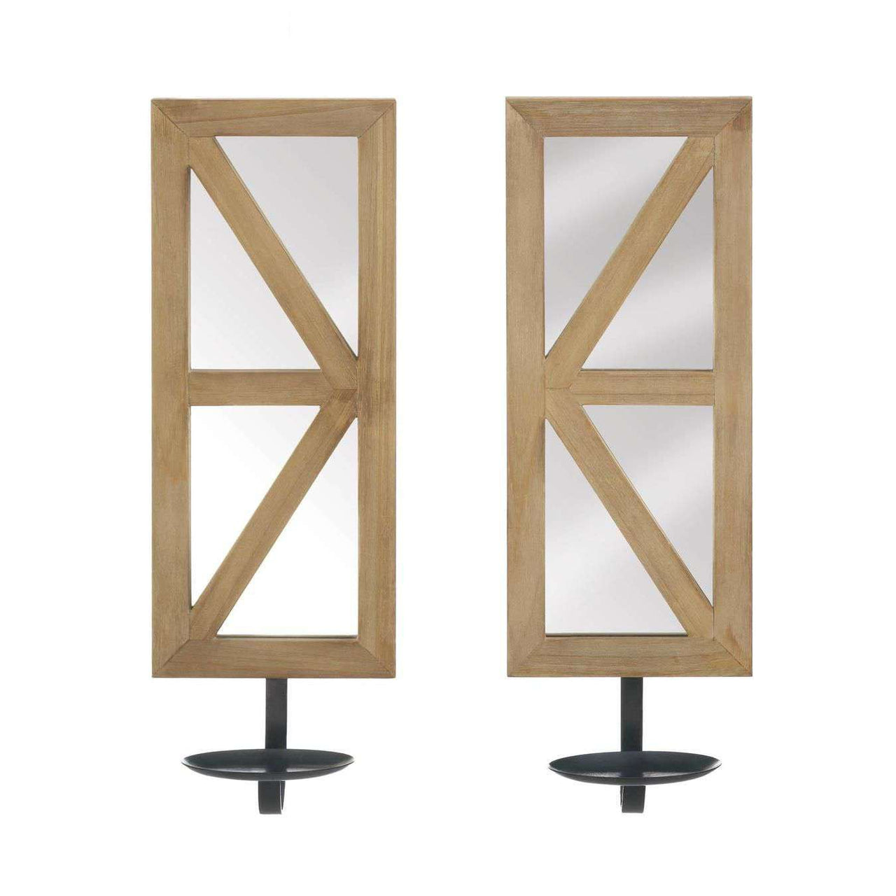 Mirrored Wood Candle Sconce Set Accent Plus 