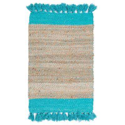 Mitanshi Jute Braided Rug 23x35" Inch rug The Fox Decor Sky Blue 